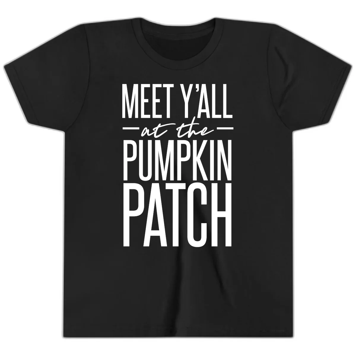 Meet Y'all At The Pumpkin Patch Youth T-Shirt in Black