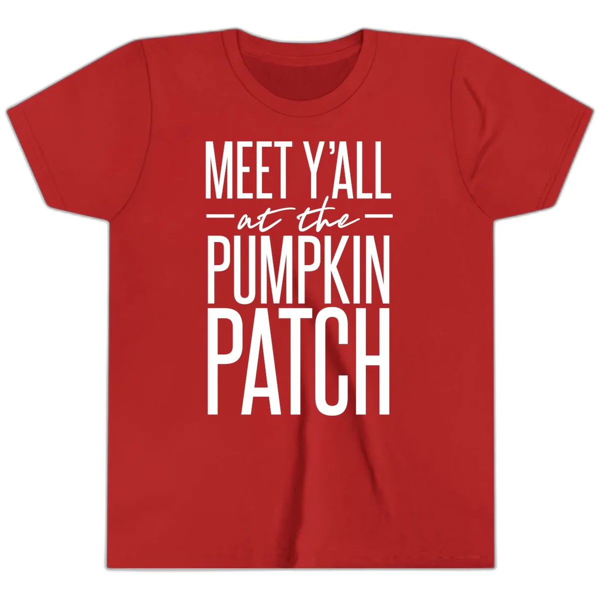 Meet Y'all At The Pumpkin Patch Youth T-Shirt in Red