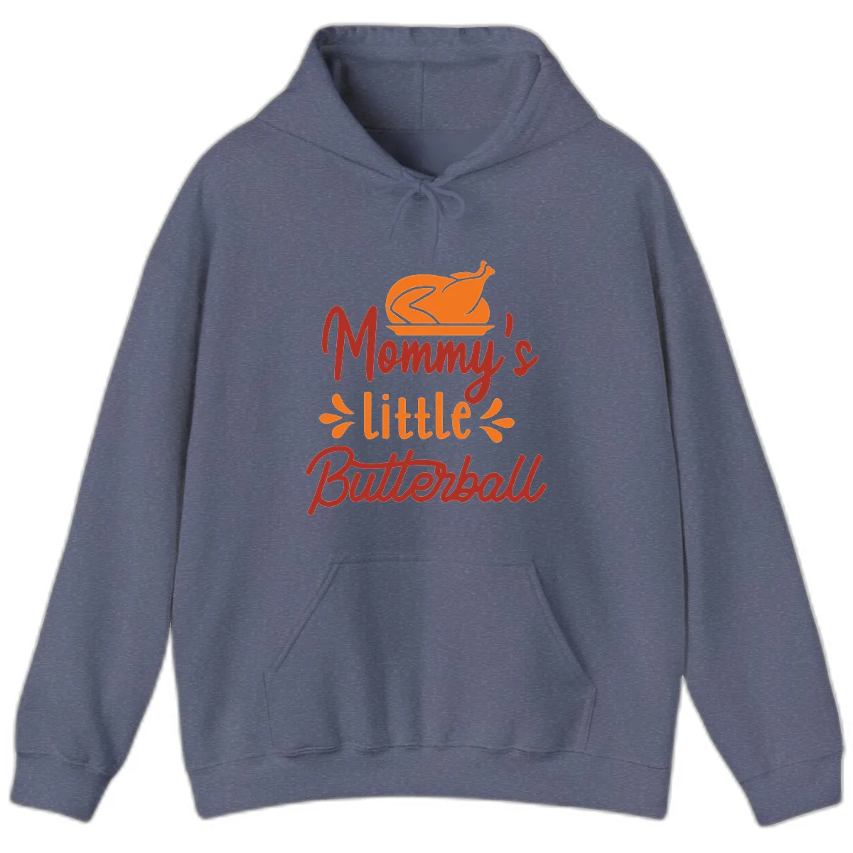 Mommy's Little Butterball Thanksgiving Turkey Hoodie in Heather Navy