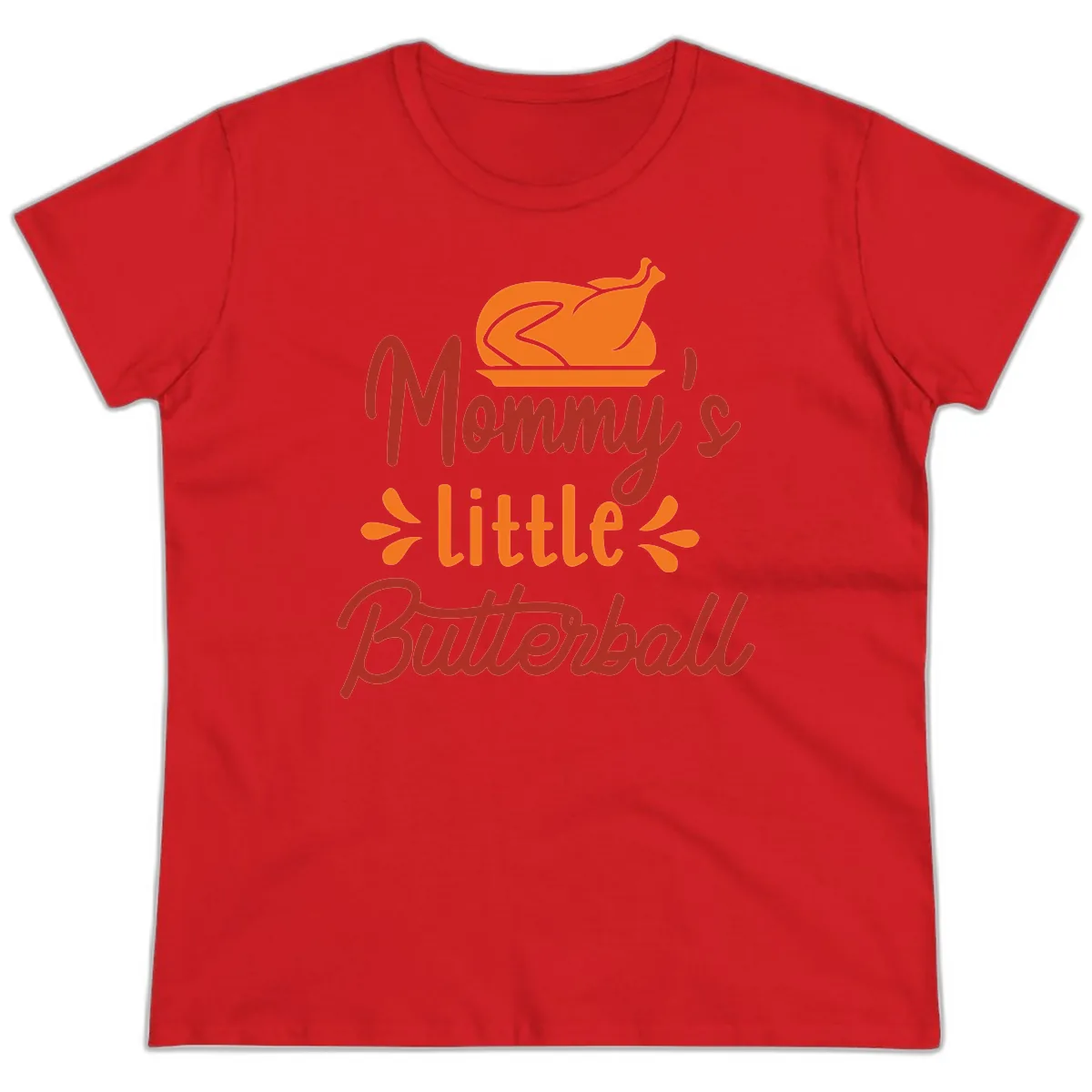 Mommy's Little Butterball Thanksgiving Turkey Ladies Tee in Red