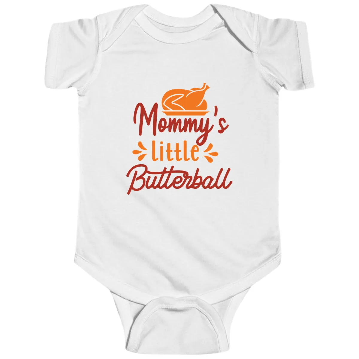 Mommy's Little Butterball Thanksgiving Turkey Baby Onesie in White