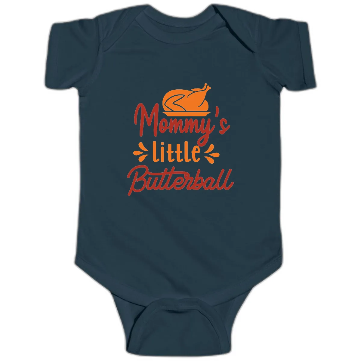 Mommy's Little Butterball Thanksgiving Turkey Baby Onesie in Navy