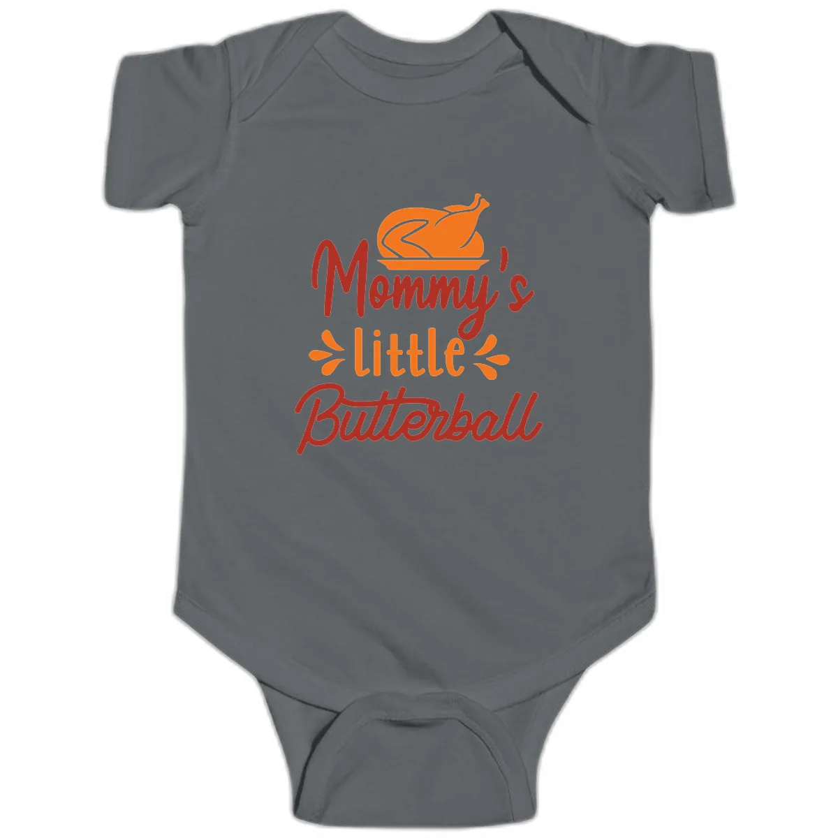 Mommy's Little Butterball Thanksgiving Turkey Baby Onesie in Charcoal