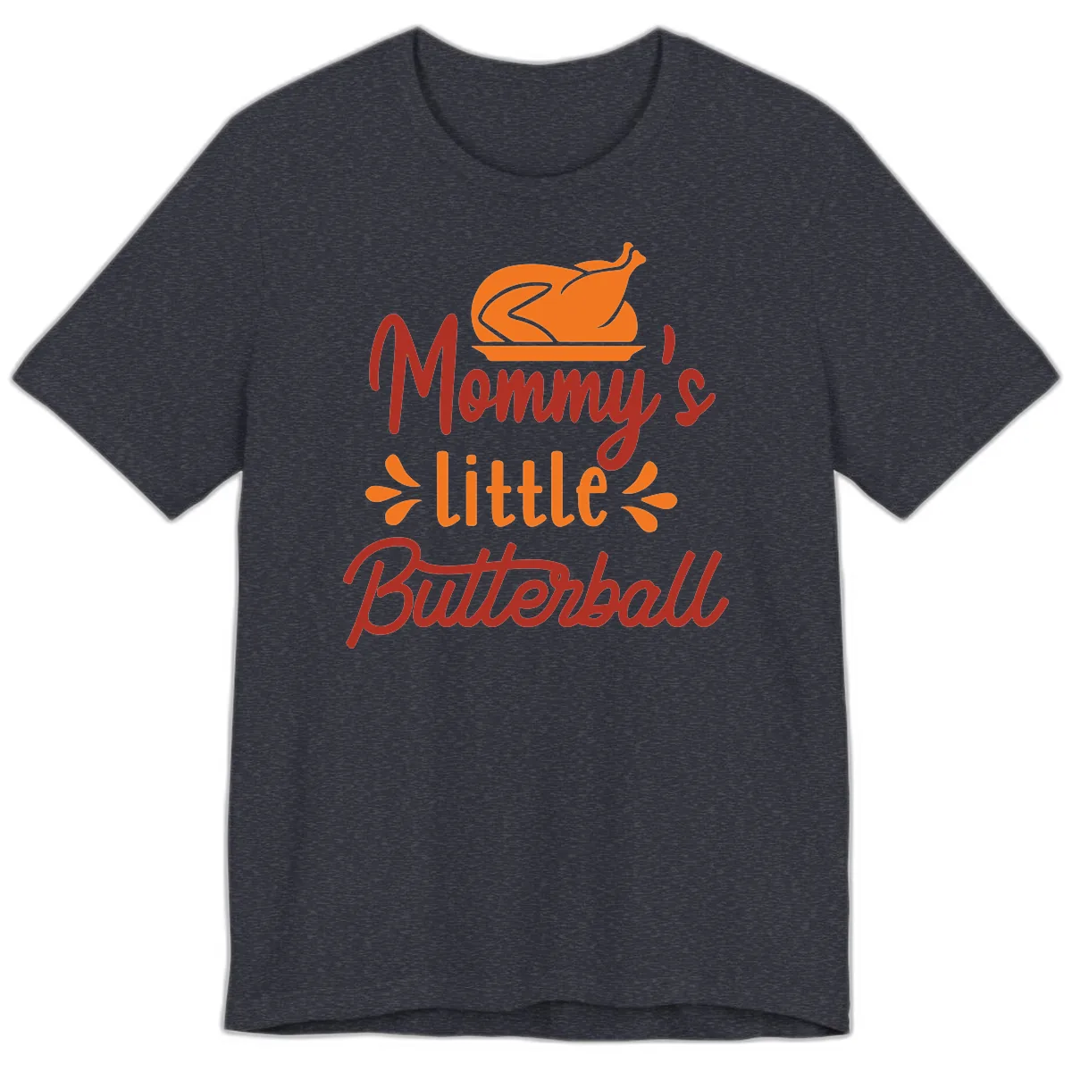 Mommy's Little Butterball Thanksgiving Turkey Premium T-Shirt in Heather Navy