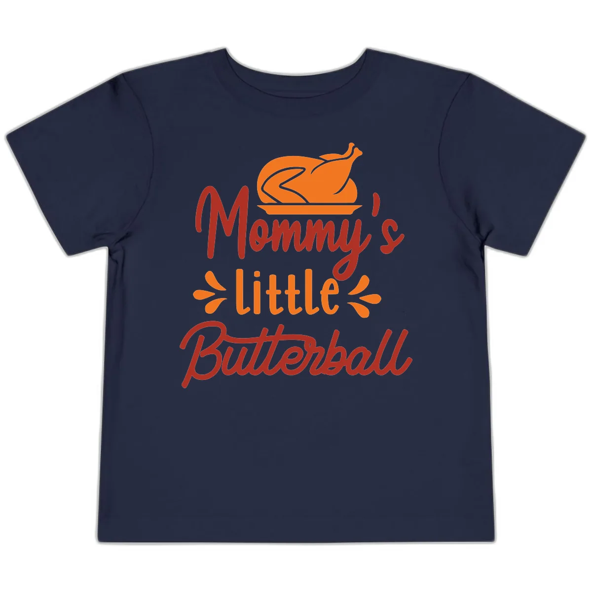Mommy's Little Butterball Thanksgiving Turkey Toddler T-Shirt in Navy