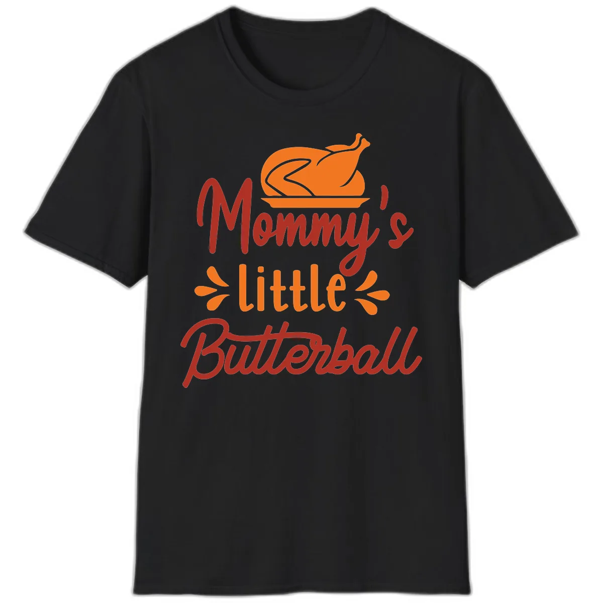 Mommy's Little Butterball Thanksgiving Turkey T-Shirt in Black