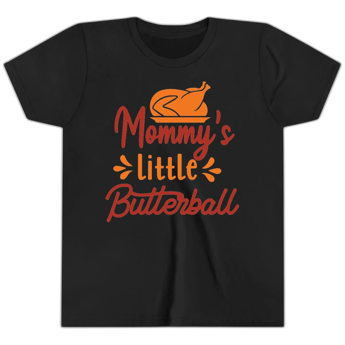Mommy's Little Butterball Thanksgiving Turkey Youth T-Shirt in Black