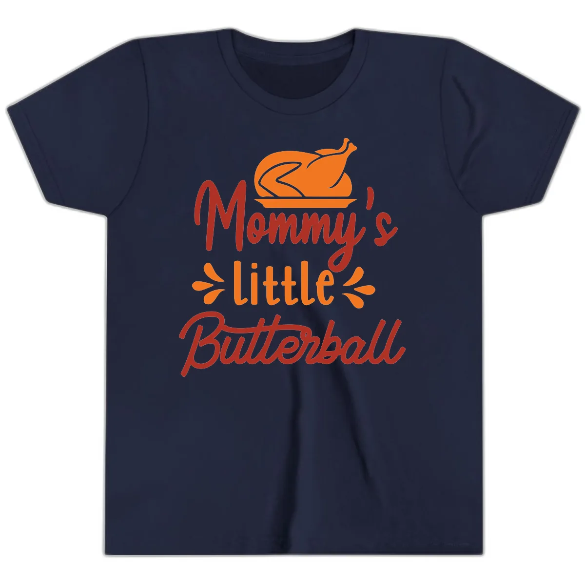 Mommy's Little Butterball Thanksgiving Turkey Youth T-Shirt in Navy
