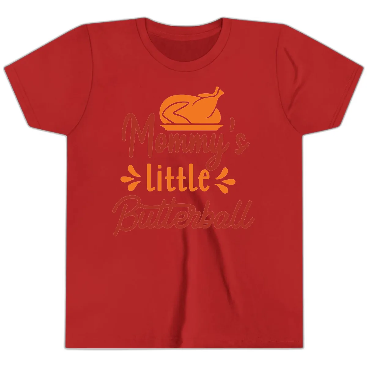 Mommy's Little Butterball Thanksgiving Turkey Youth T-Shirt in Red