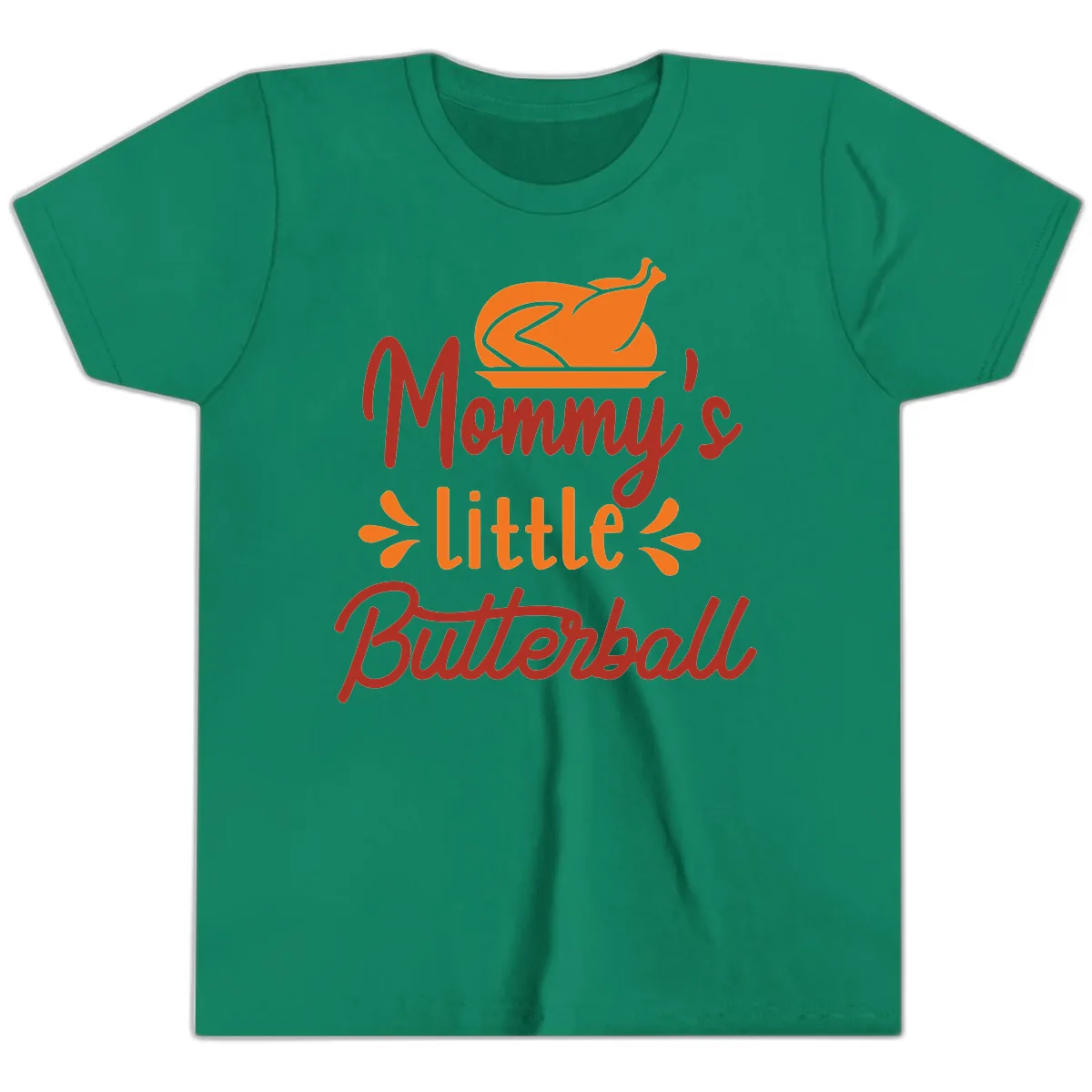 Mommy's Little Butterball Thanksgiving Turkey Youth T-Shirt in Kelly