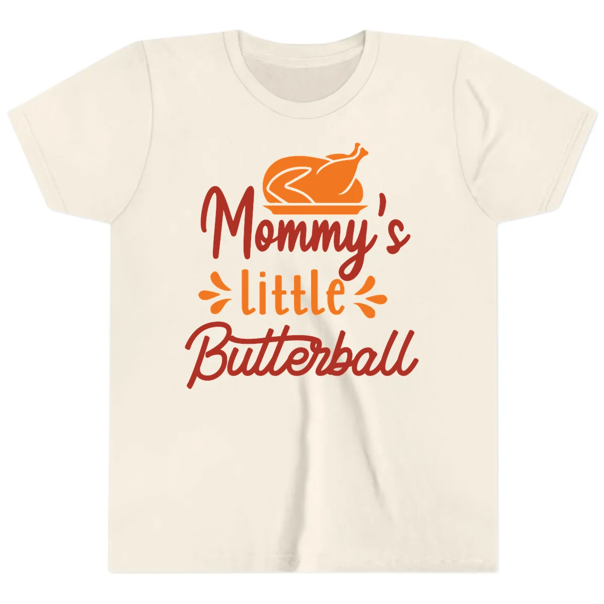Mommy's Little Butterball Thanksgiving Turkey Youth T-Shirt in Natural