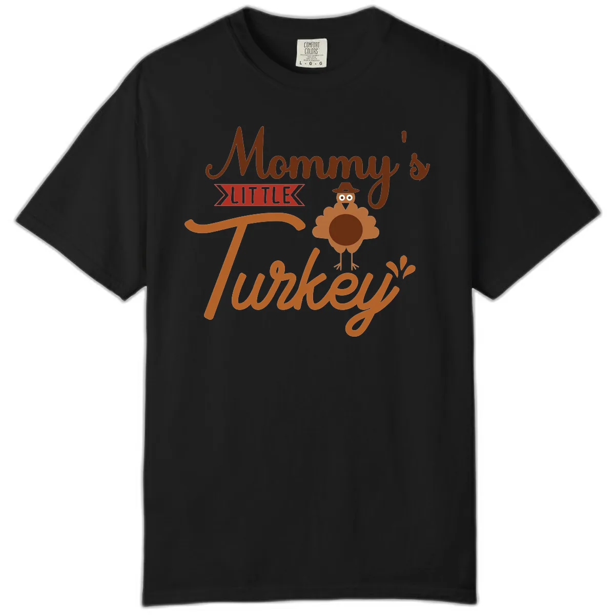 Mommy's Little Turkey Thanksgiving Design Comfort Color in Black