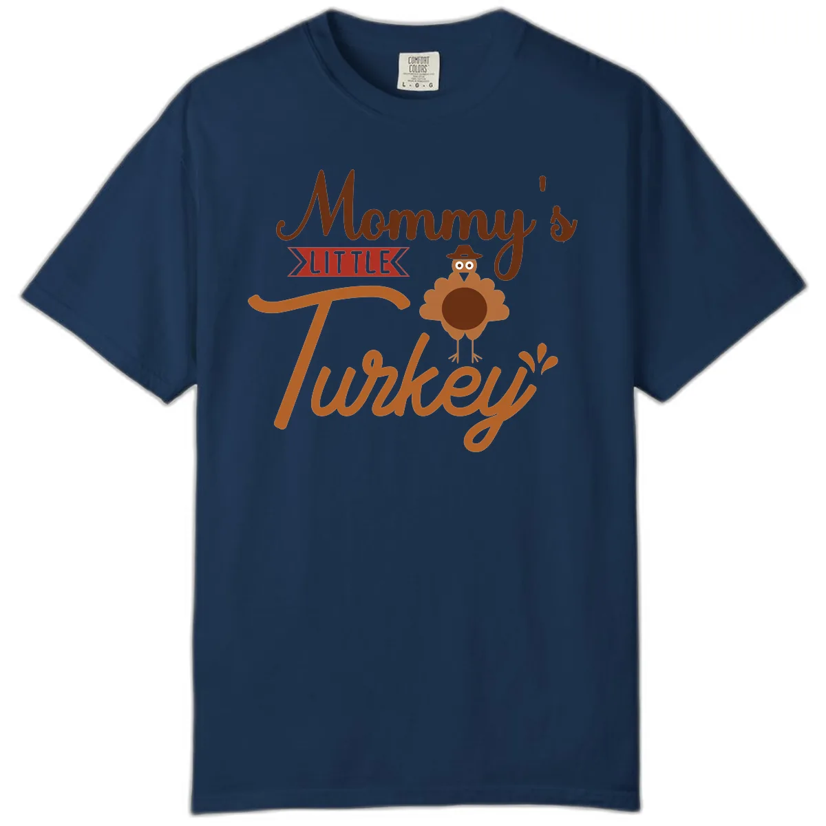 Mommy's Little Turkey Thanksgiving Design Comfort Color in Navy