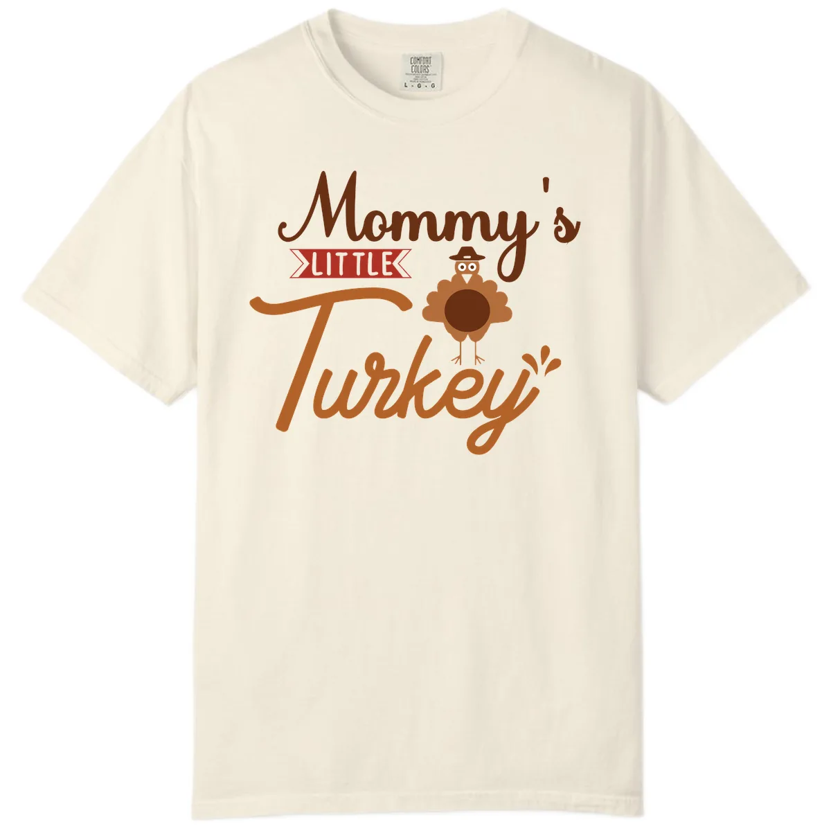 Mommy's Little Turkey Thanksgiving Design Comfort Color in Ivory