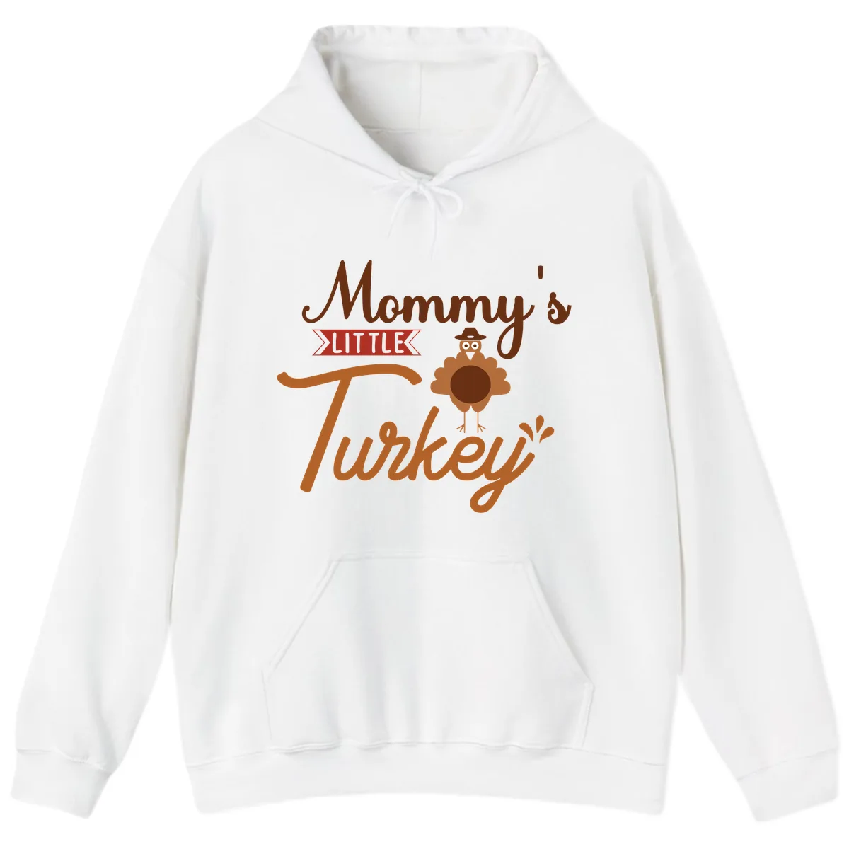 Mommy's Little Turkey Thanksgiving Design Hoodie in White