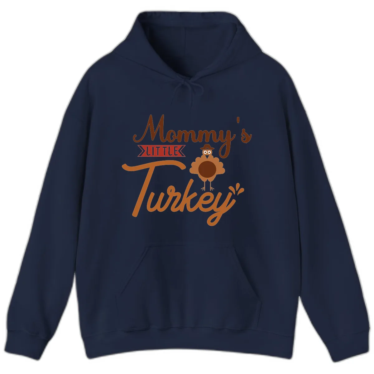 Mommy's Little Turkey Thanksgiving Design Hoodie in Navy