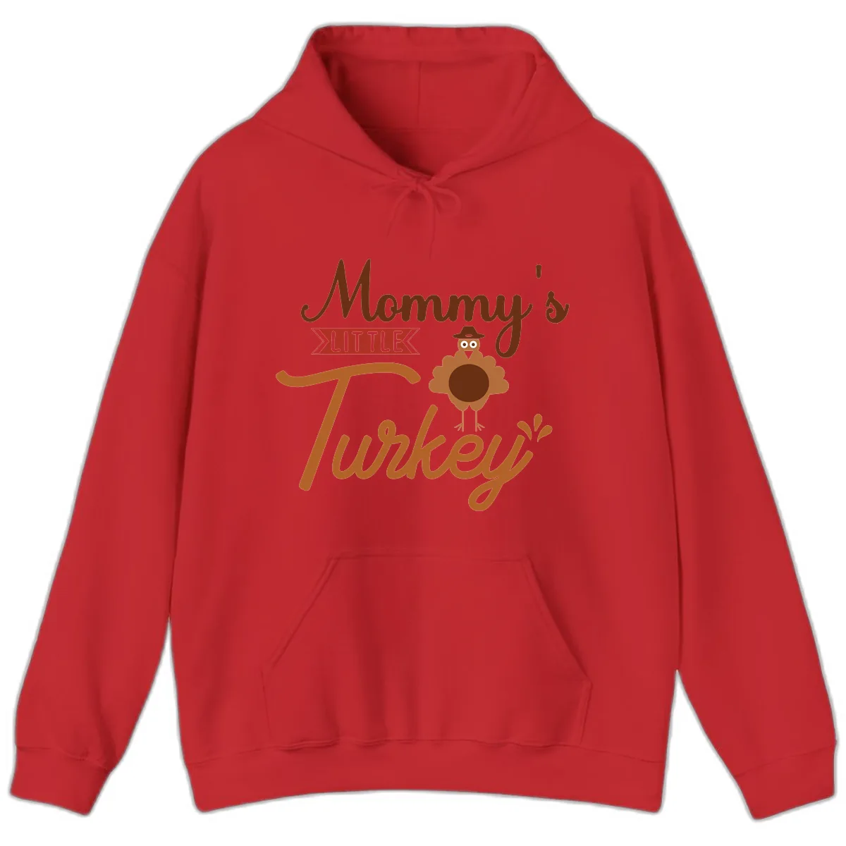 Mommy's Little Turkey Thanksgiving Design Hoodie in Red
