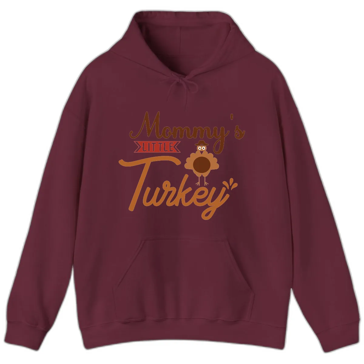 Mommy's Little Turkey Thanksgiving Design Hoodie in Maroon