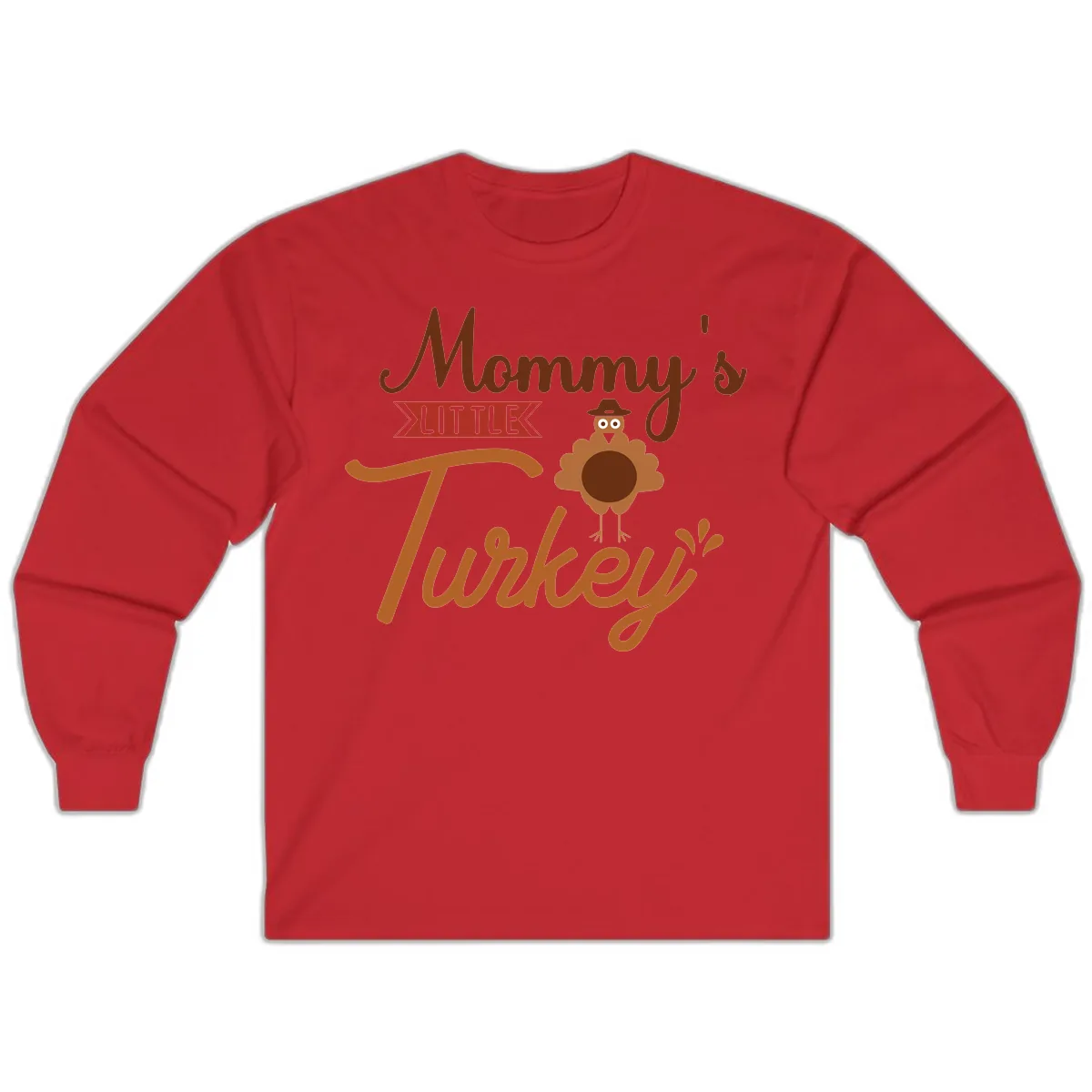 Mommy's Little Turkey Thanksgiving Design Long Sleeve in Red