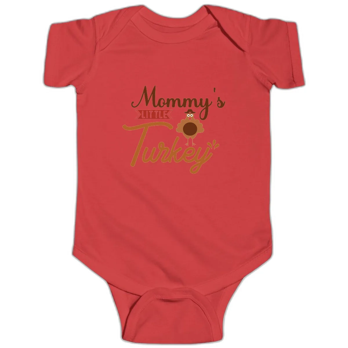 Mommy's Little Turkey Thanksgiving Design Baby Onesie in Red