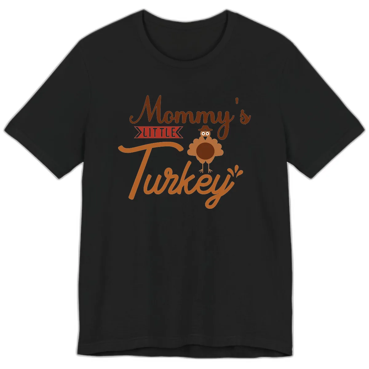 Mommy's Little Turkey Thanksgiving Design Premium T-Shirt in Black