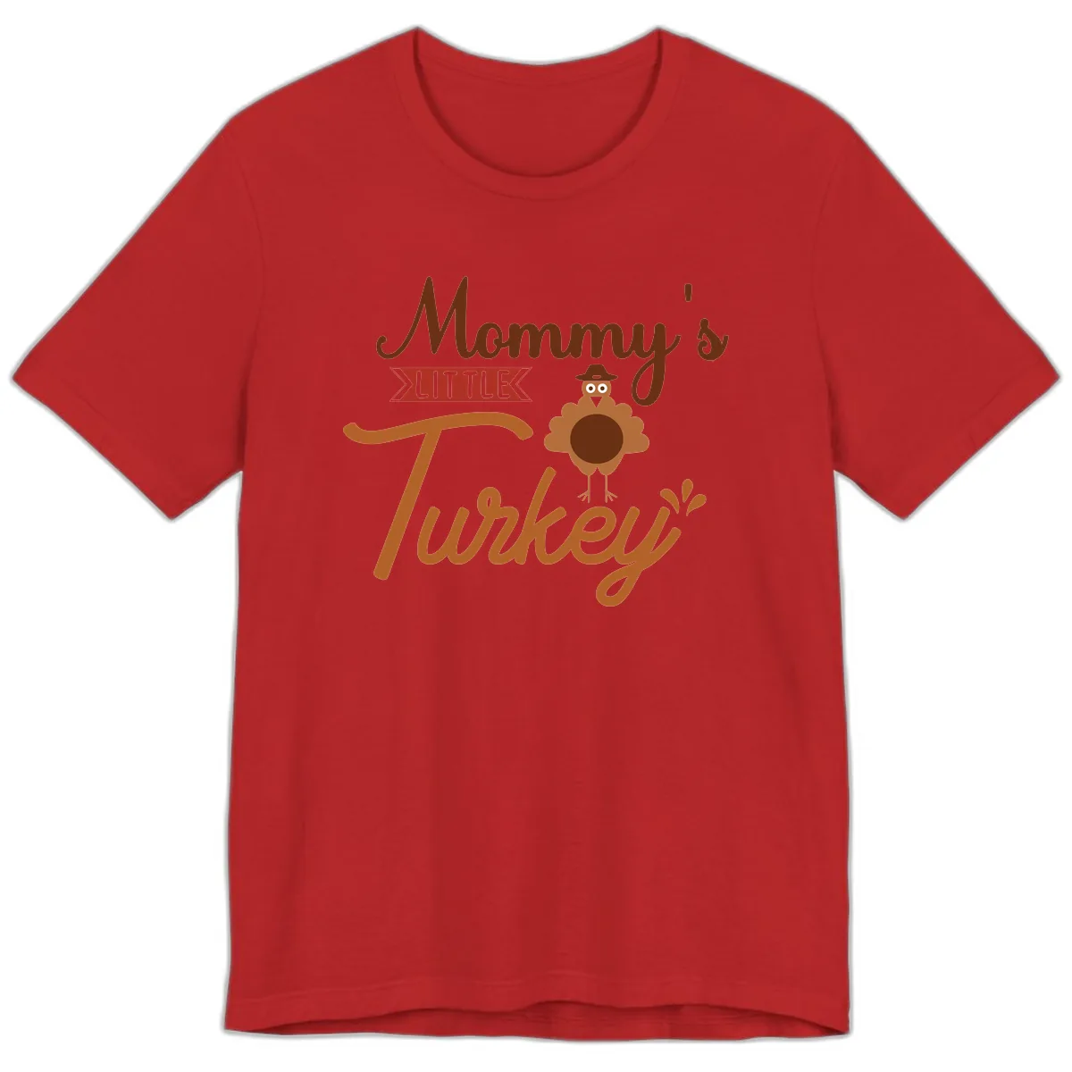 Mommy's Little Turkey Thanksgiving Design Premium T-Shirt in Red