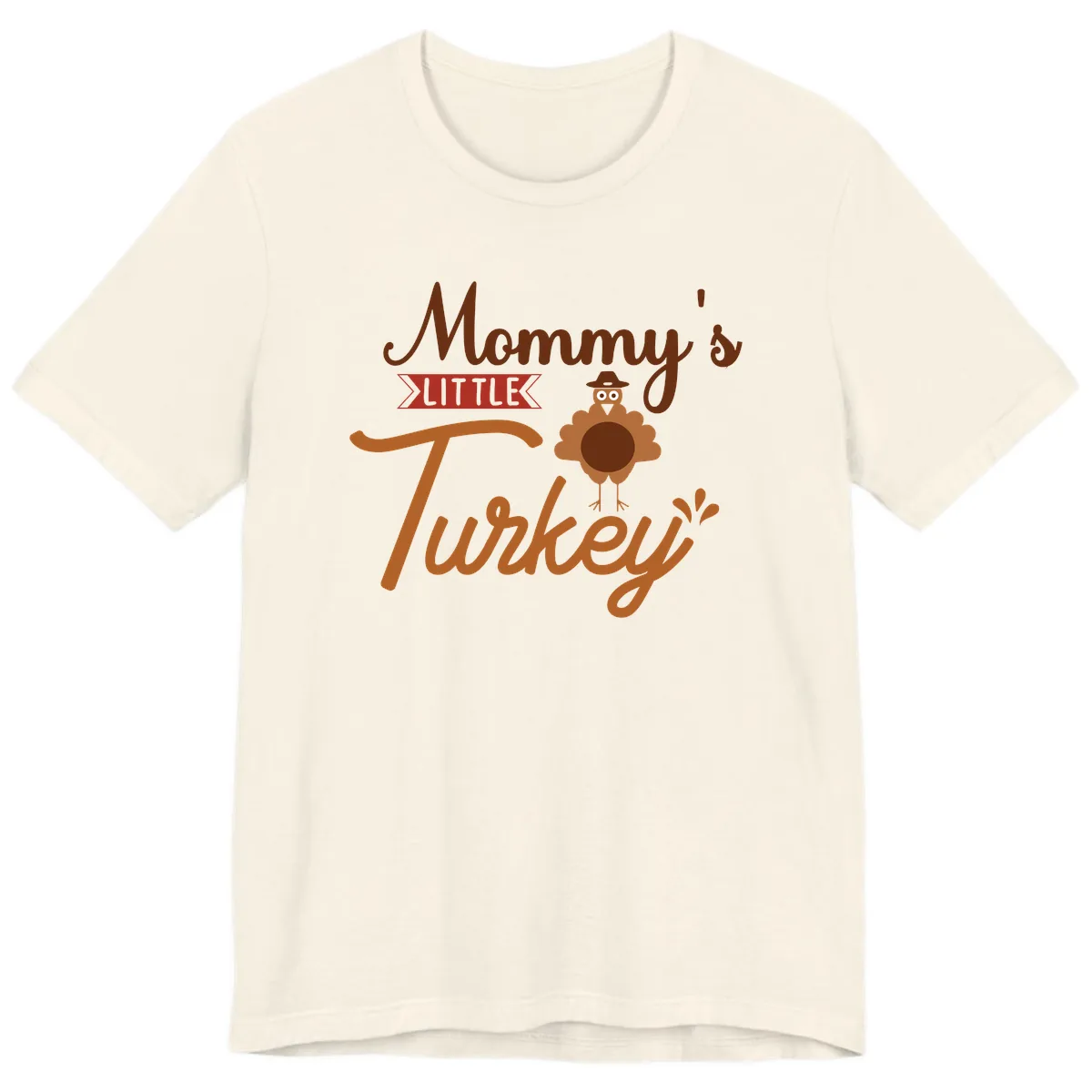 Mommy's Little Turkey Thanksgiving Design Premium T-Shirt in Natural