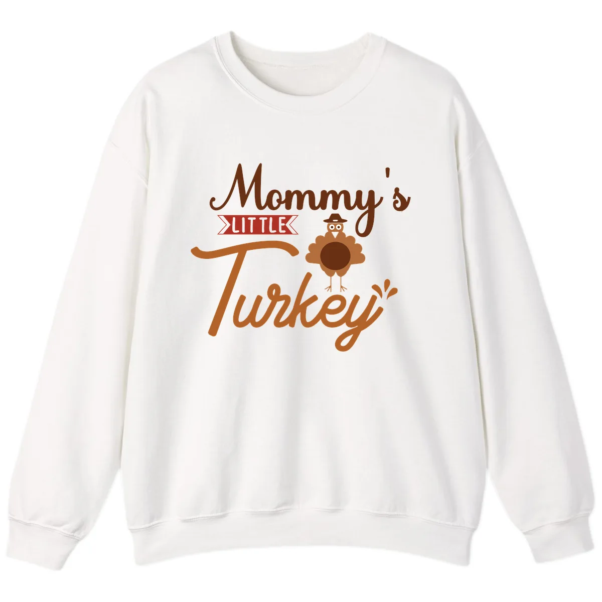 Mommy's Little Turkey Thanksgiving Design Sweatshirt in White