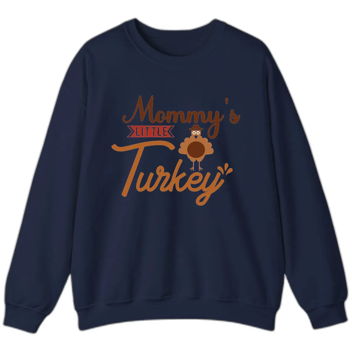 Mommy's Little Turkey Thanksgiving Design Sweatshirt in Navy