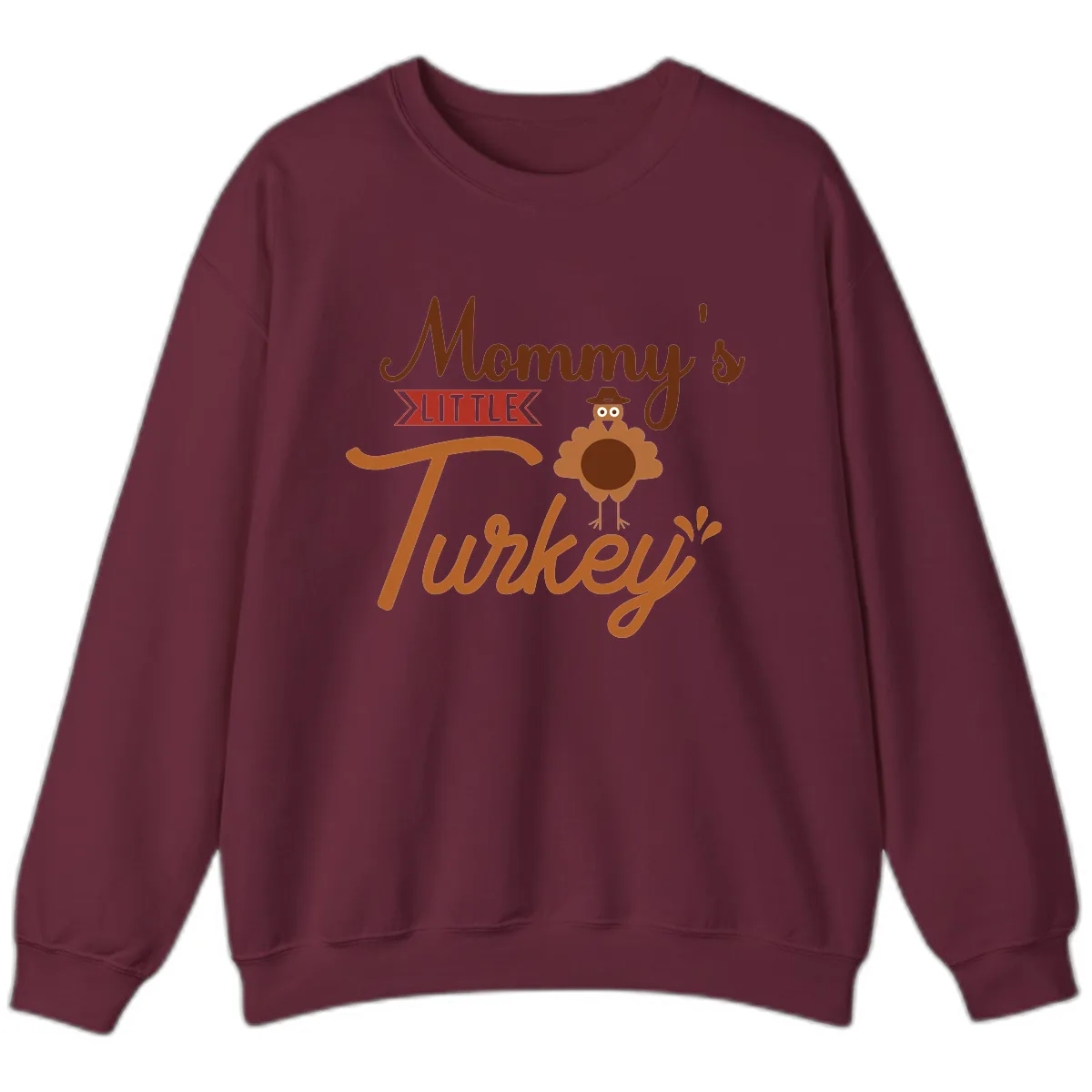 Mommy's Little Turkey Thanksgiving Design Sweatshirt in Maroon