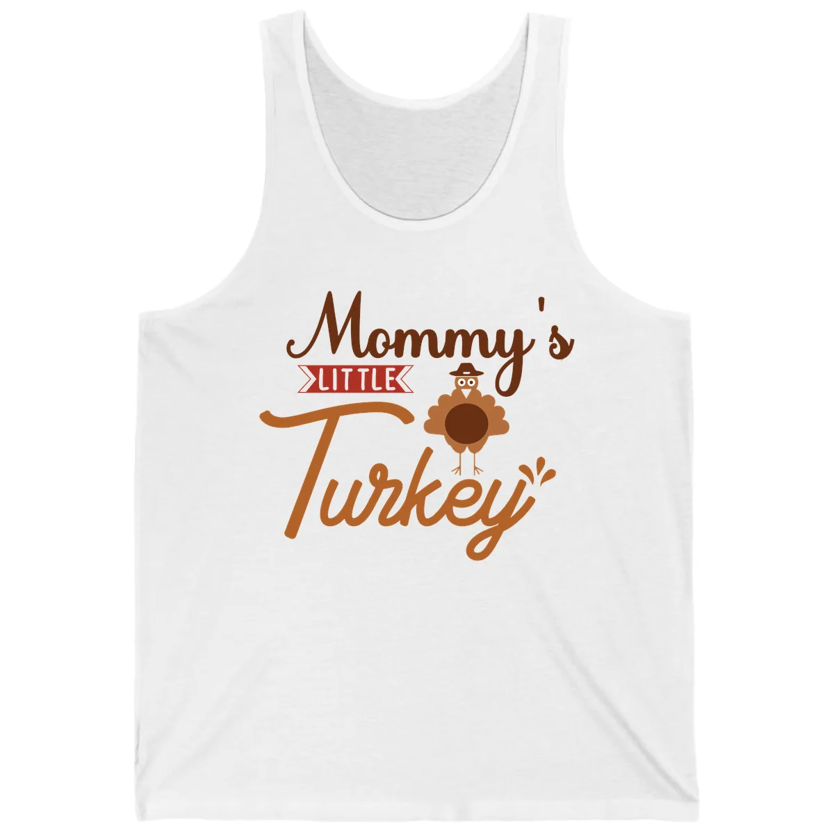 Mommy's Little Turkey Thanksgiving Design Tank in White
