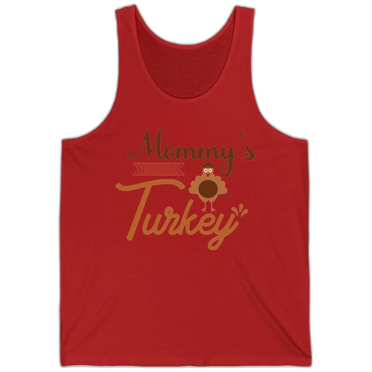 Mommy's Little Turkey Thanksgiving Design Tank in Red