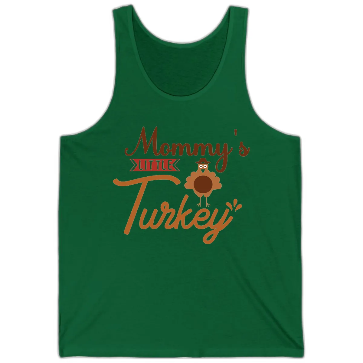 Mommy's Little Turkey Thanksgiving Design Tank in Kelly