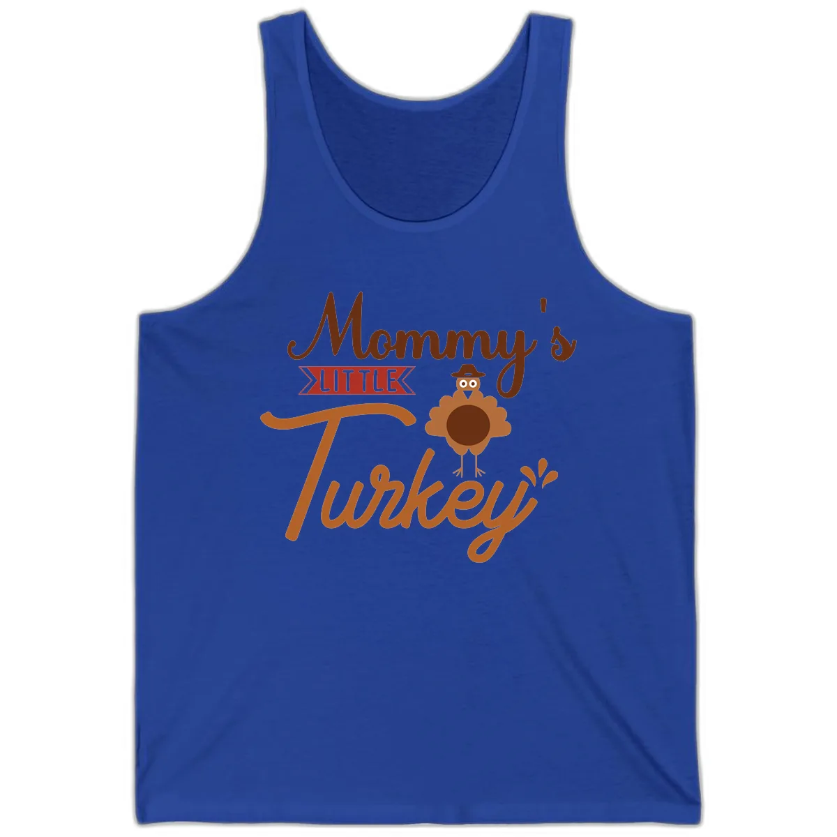 Mommy's Little Turkey Thanksgiving Design Tank in True Royal