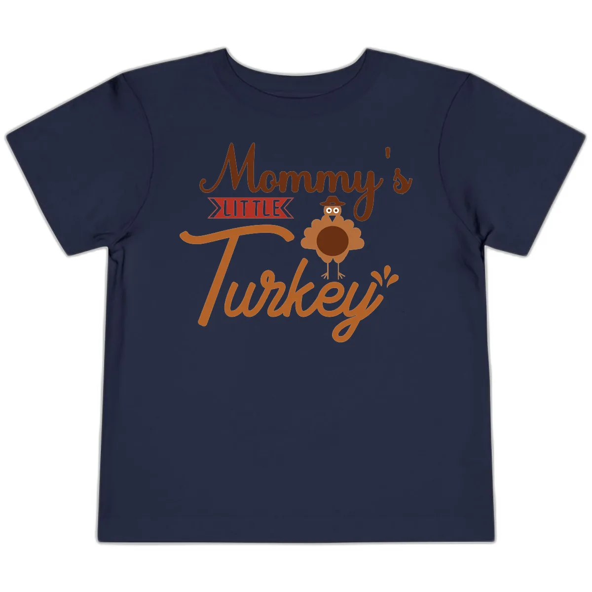 Mommy's Little Turkey Thanksgiving Design Toddler T-Shirt in Navy