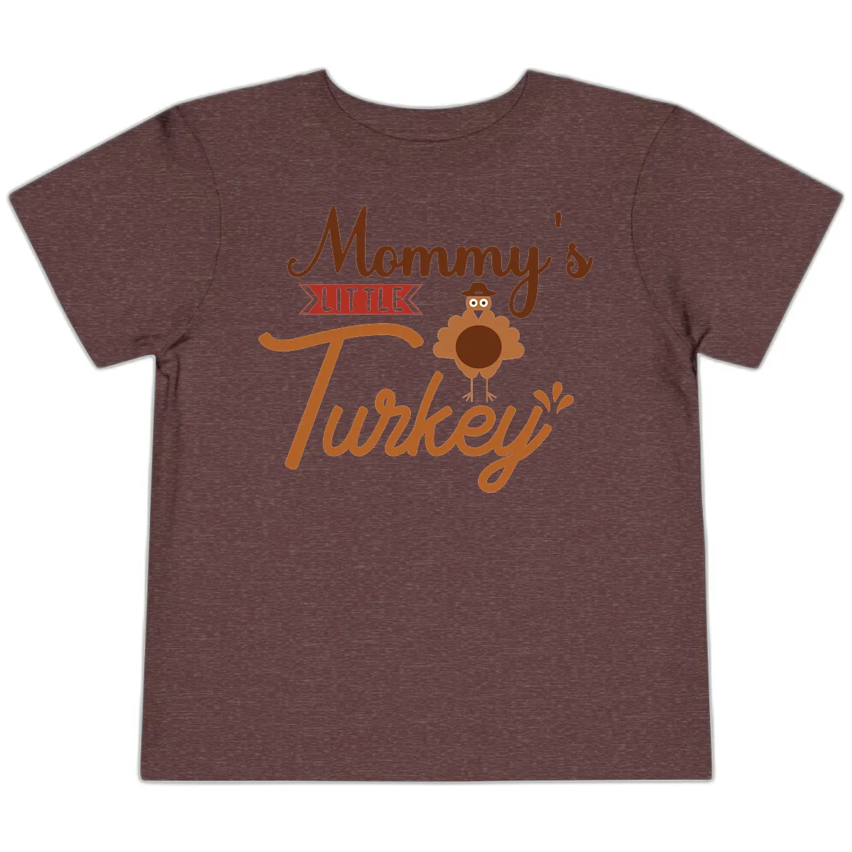Mommy's Little Turkey Thanksgiving Design Toddler T-Shirt in Heather Maroon