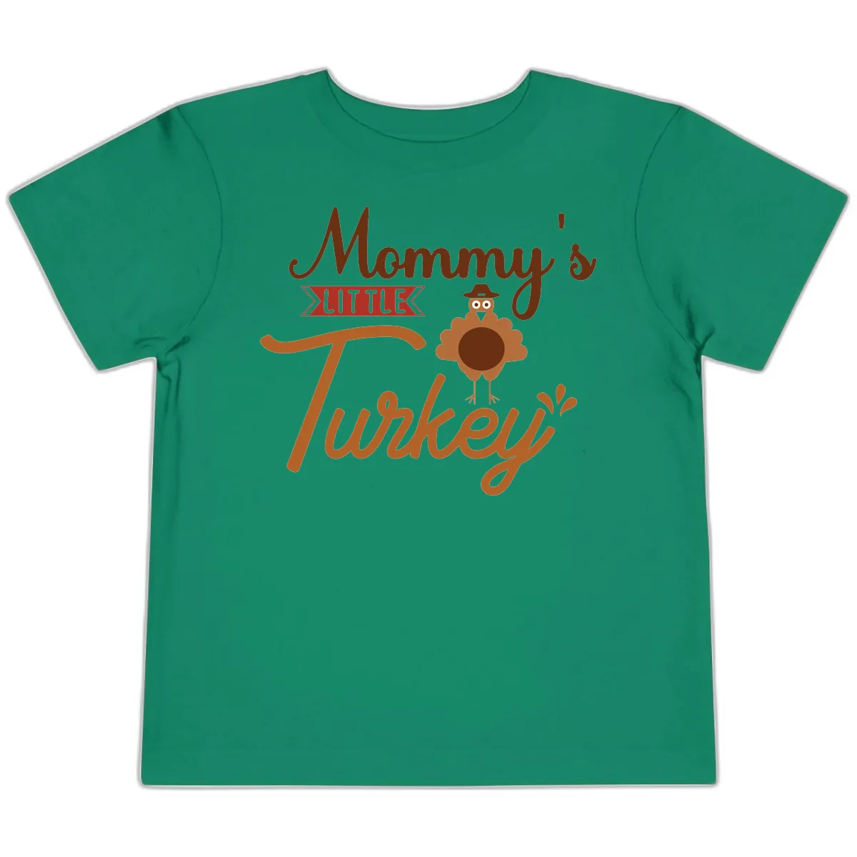Mommy's Little Turkey Thanksgiving Design Toddler T-Shirt in Kelly