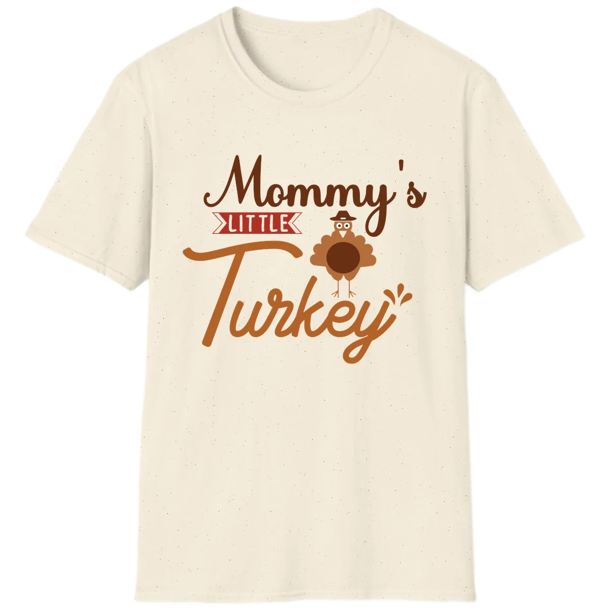 Mommy's Little Turkey Thanksgiving Design T-Shirt in Natural