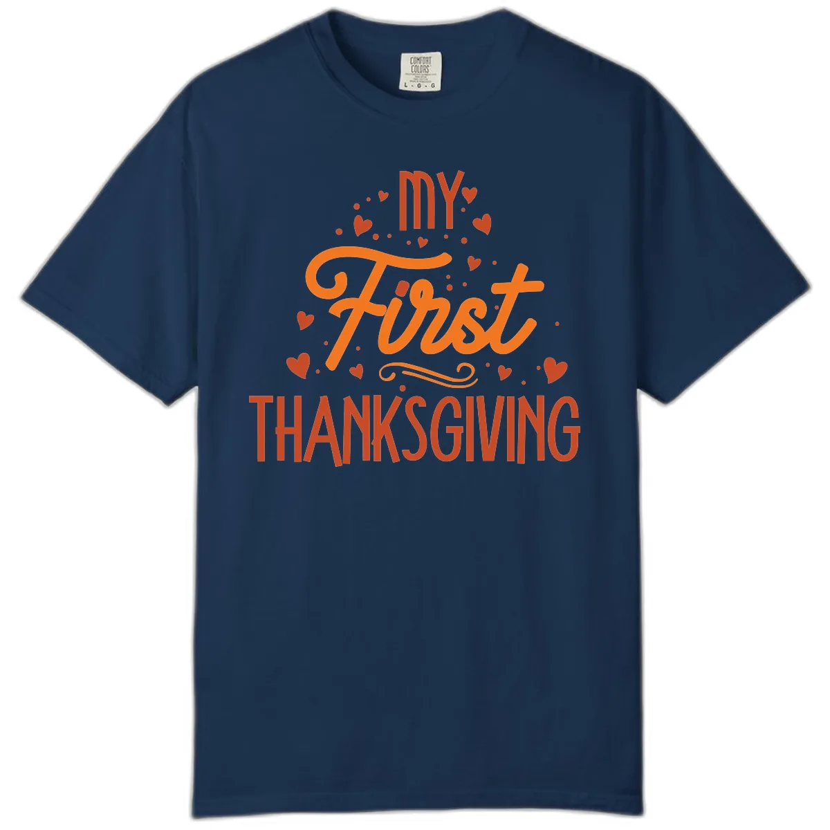 My First Thanksgiving Baby Announcement Comfort Color in Navy