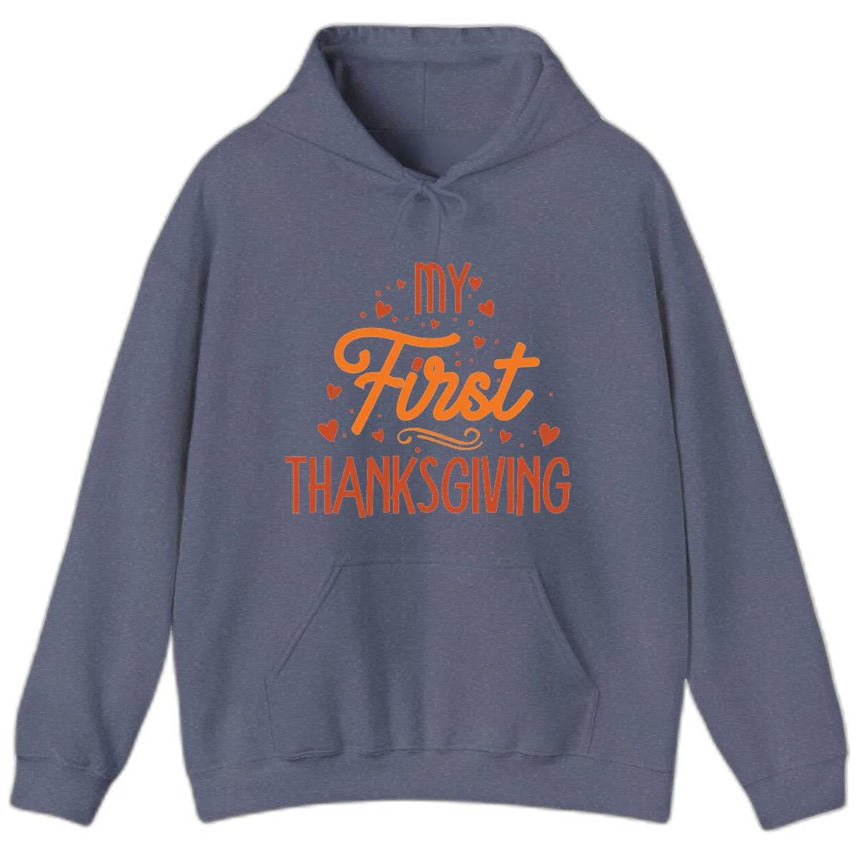 My First Thanksgiving Baby Announcement Hoodie in Heather Navy