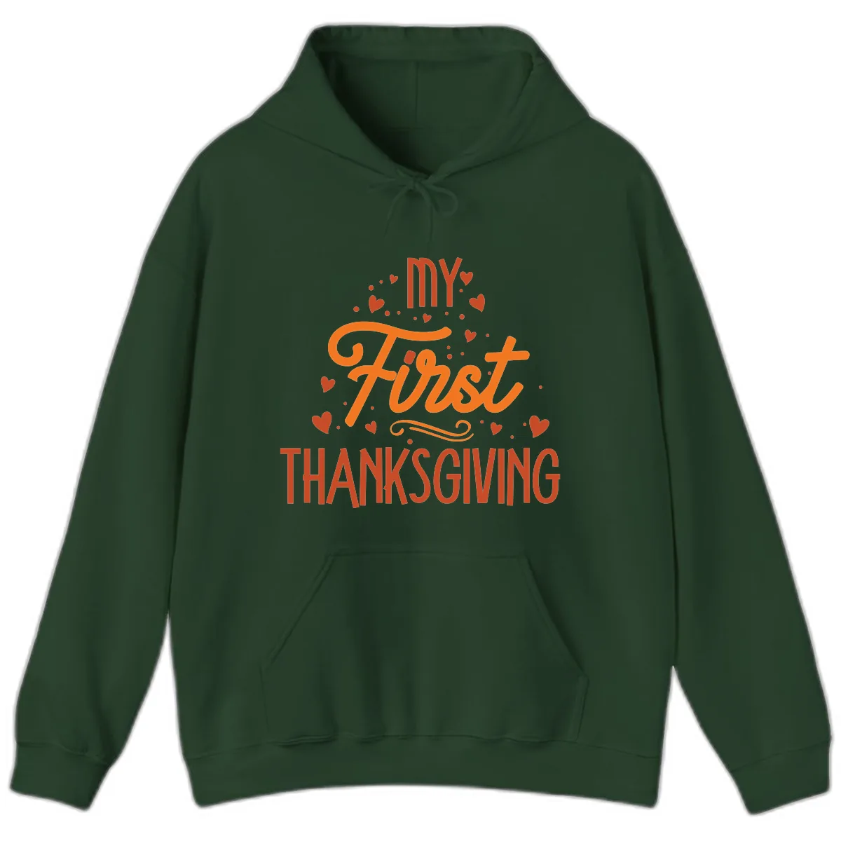 My First Thanksgiving Baby Announcement Hoodie in Forest Green