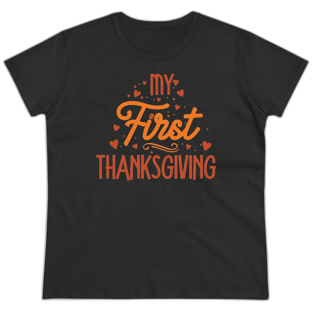 My First Thanksgiving Baby Announcement Ladies Tee in Black
