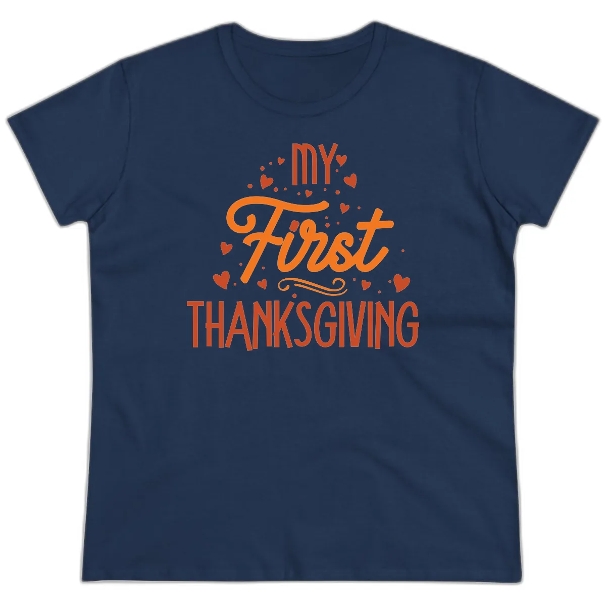My First Thanksgiving Baby Announcement Ladies Tee in Navy