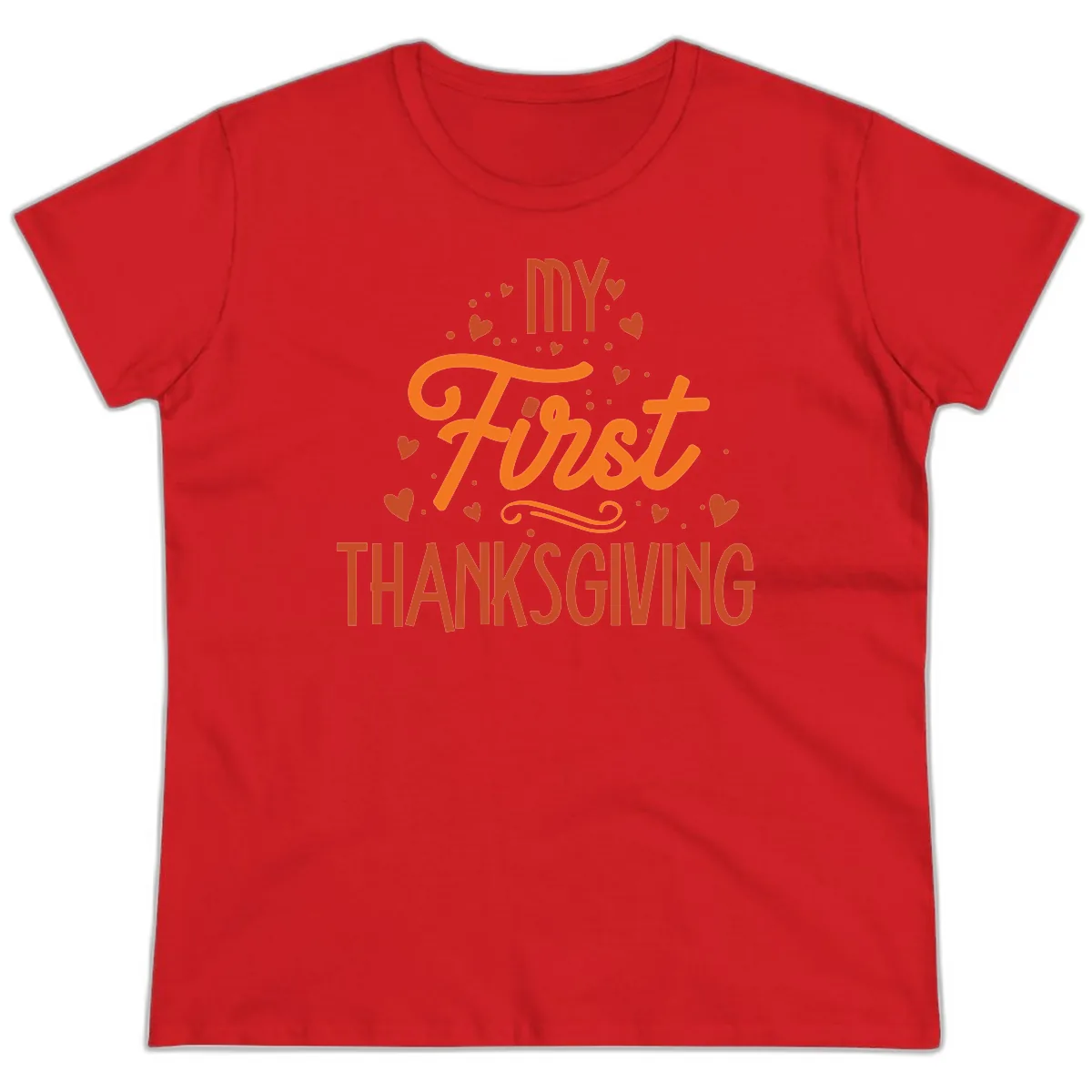 My First Thanksgiving Baby Announcement Ladies Tee in Red