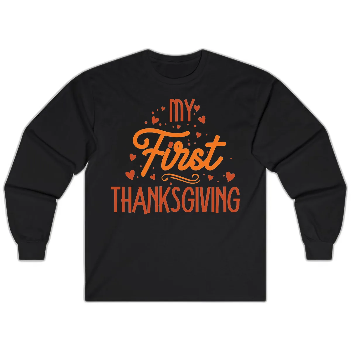My First Thanksgiving Baby Announcement Long Sleeve in Black