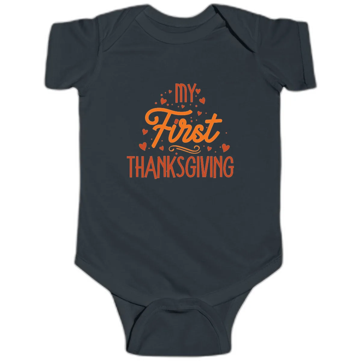 My First Thanksgiving Baby Announcement Baby Onesie in Black