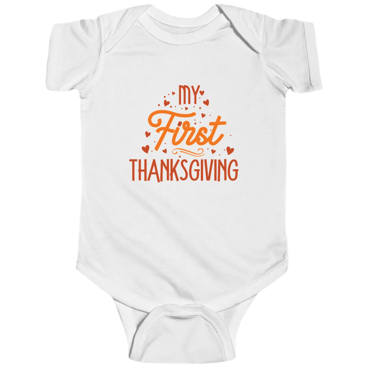 My First Thanksgiving Baby Announcement Baby Onesie in White
