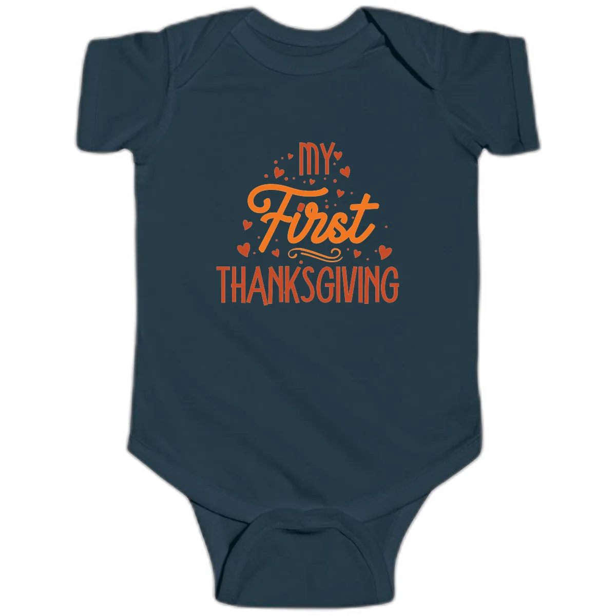 My First Thanksgiving Baby Announcement Baby Onesie in Navy