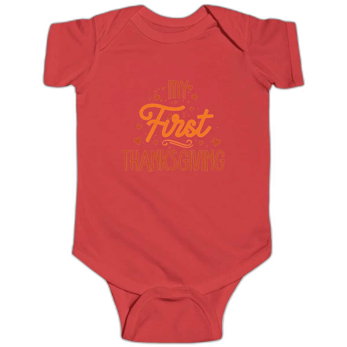 My First Thanksgiving Baby Announcement Baby Onesie in Red