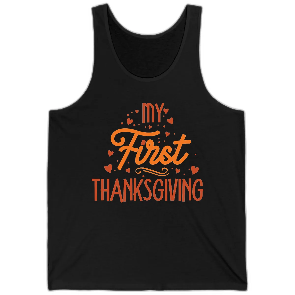 My First Thanksgiving Baby Announcement Tank in Black